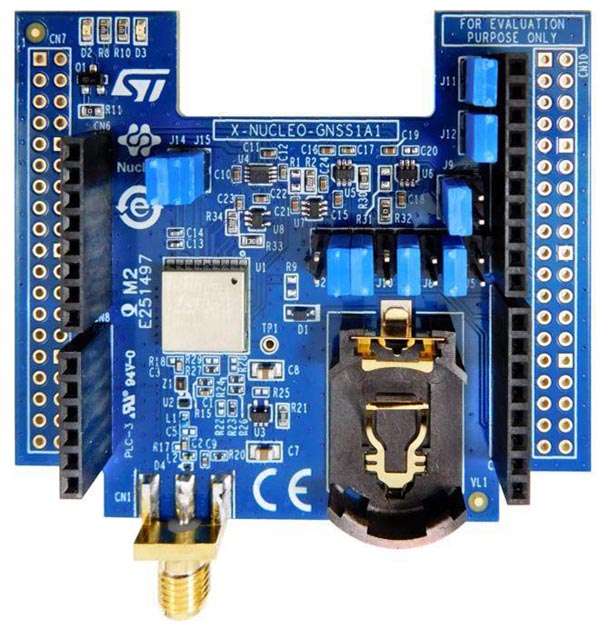 The X-NUCLEO-GNSS1A1 expansion board is based on the Teseo-LIV3F tiny GNSS module