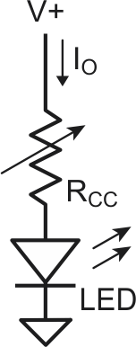 Using a current-limiting resistor is the simplest to control the current through an LED.