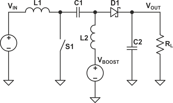 SEPIC converter with an output voltage booster.