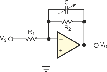 Управление частотой среза с использованием традиционной схемы инвертирующего усилителя сопряжено с рядом проблем, таких как ограниченный выбор конденсаторов переменной емкости.