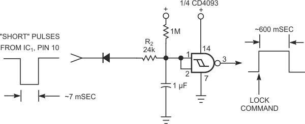 You can generate a lock command with this additional circuit by rapidly entering four or more short pulses.