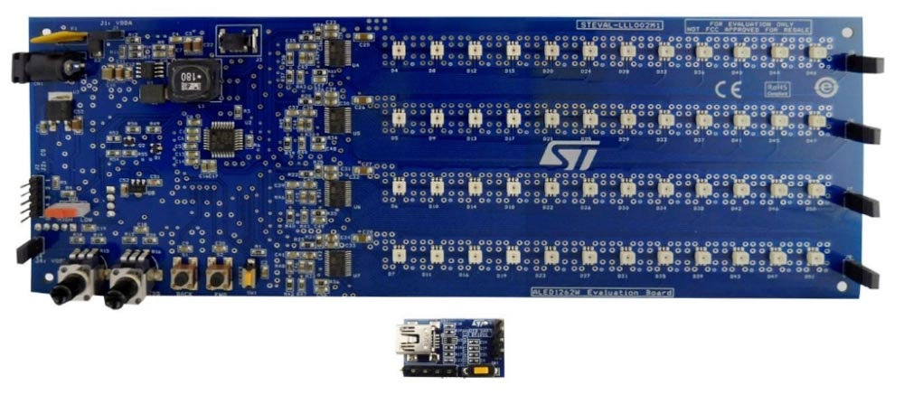 Evaluation kit STEVAL-LLL002V1 for automotive rear lights with pattern animations based on ALED1262ZT and STM8AF6266