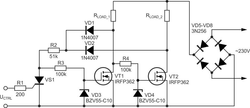 Practical diagram of a load switch with