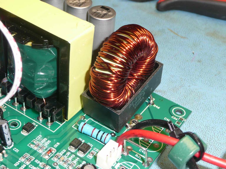 A circuit board with a new coil installed