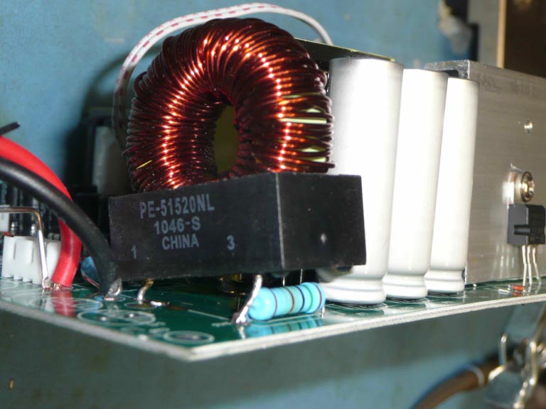 A circuit board with a new coil installed