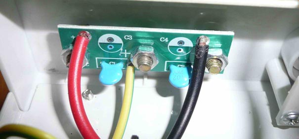 Output terminals printed circuit board before modification