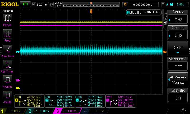 BPS after modification, under load. The output voltage control is set to minimum