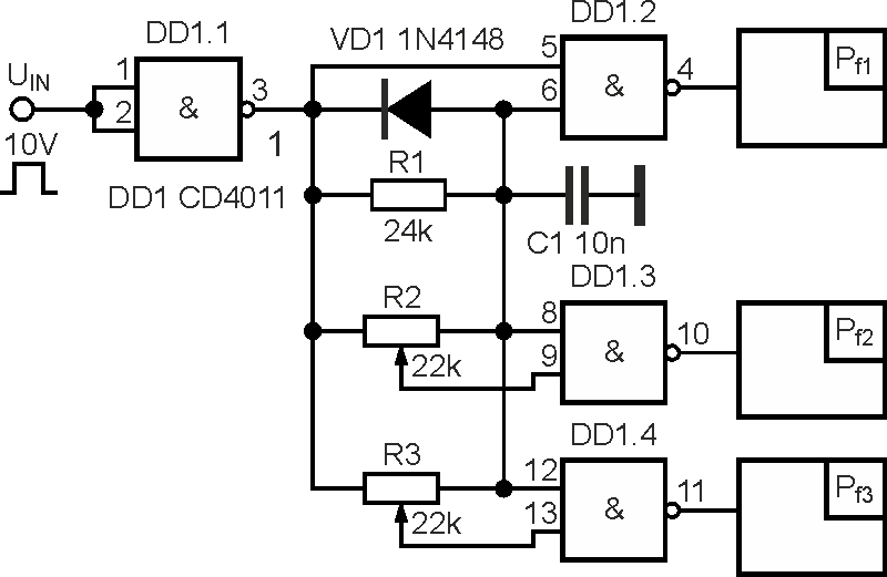 Three-channel analog-to digital frequency relay