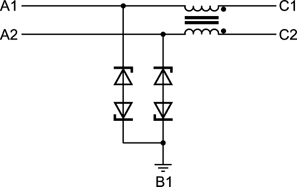 Schematic Diagram of the PCMF1USB3BA/C in the WLCSP5 Package