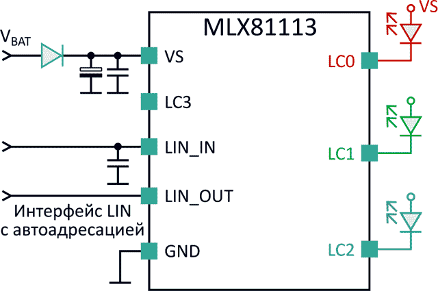 Упрощенная схема включения контроллера MLX81113