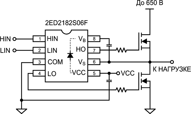 Типовая схема включения 2ED2182S06F