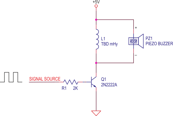 Substituting an inductor for R2 improves the piezo driver's output and efficiency.