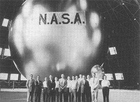 Echo 1 inflated in a Navy hanger. Photo: NASA