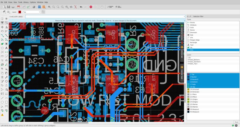 Eagle 9.4: Фильтры при выборе (Selection Filter)