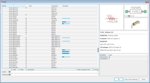 EAGLE 9.5 built in libraries now support popularity scores.