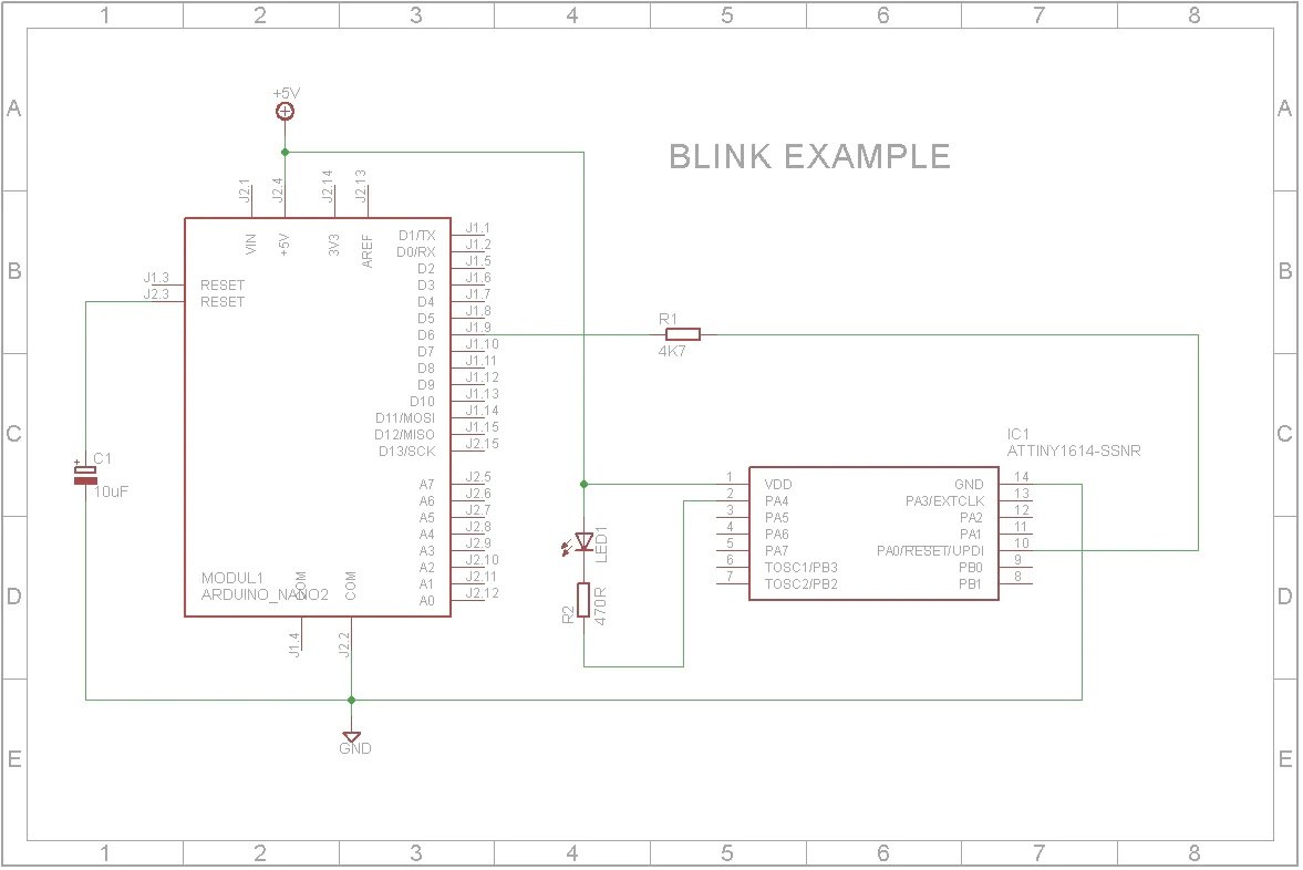 ATtiny1614 Blink Example Schematic Diagram.