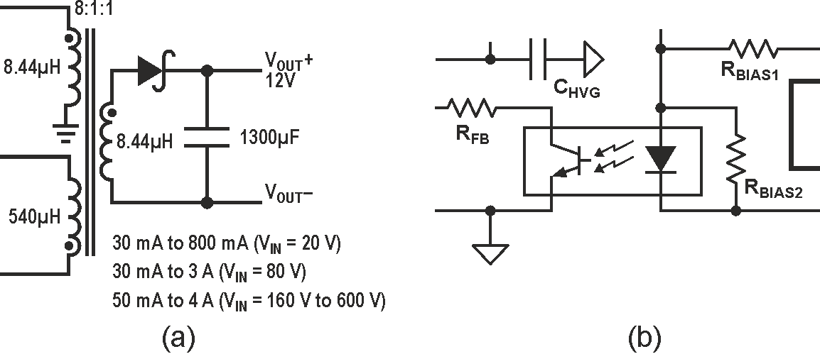 The traditional flyback design uses a transformer/inductor with at least two primary windings and one secondary winding (a). Some flyback designs use an optocoupler to provide the isolated feedback equivalent to the second primary-side winding (b). (Sources: Analog Devices and Texas Instruments)