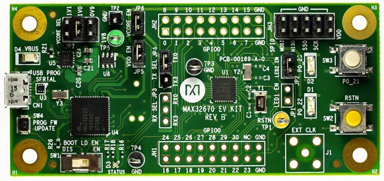 The MAX32670 evaluation kit