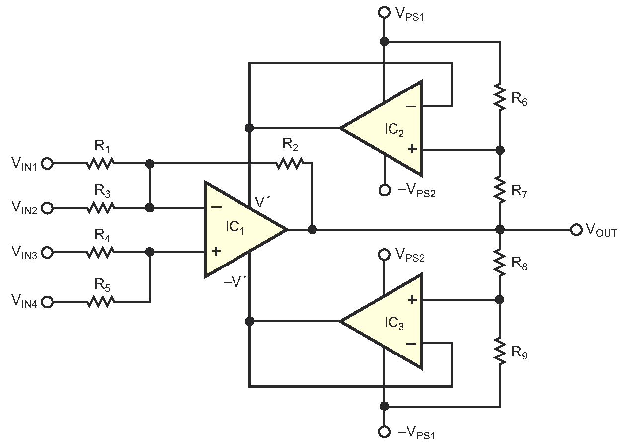 Replacing the transistors with op amps reduces losses and increases the quality of the output voltage of the primary amplifier.