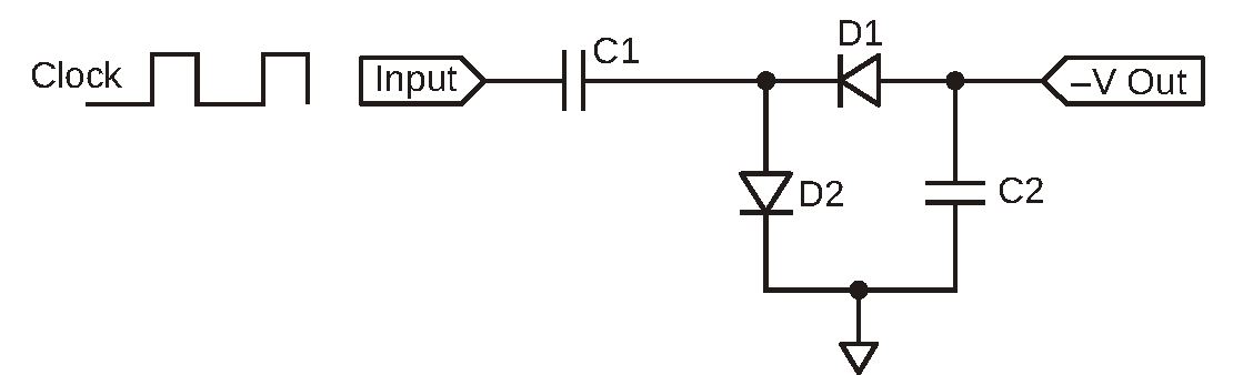 In this voltage-inverting charge pump, the input clock supplies the needed signal.