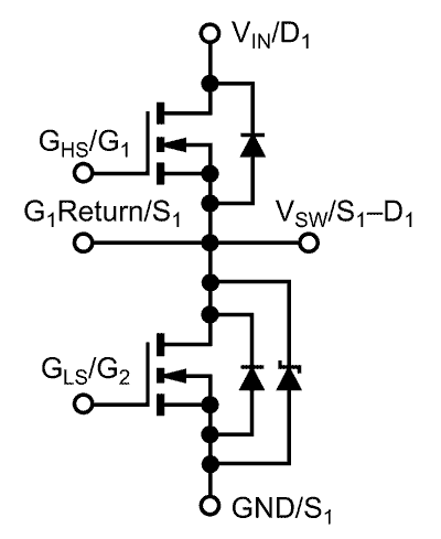 Внутренняя схема транзистора SiZF300DT