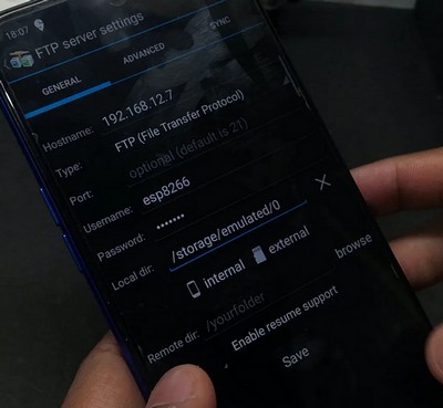 Connecting to ESP-12E FTP server from Android device.
