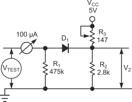 This simple circuit expands the acceptable test results to 90% of full-scale.