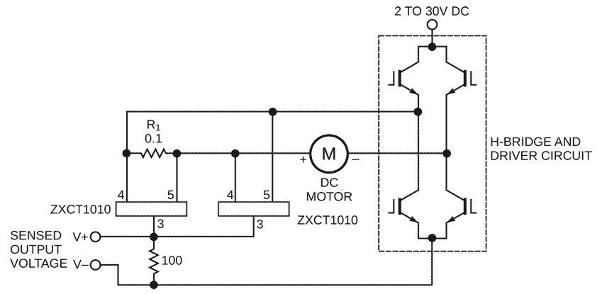 With this simple circuit, you can measure the currents in a dc servo motor