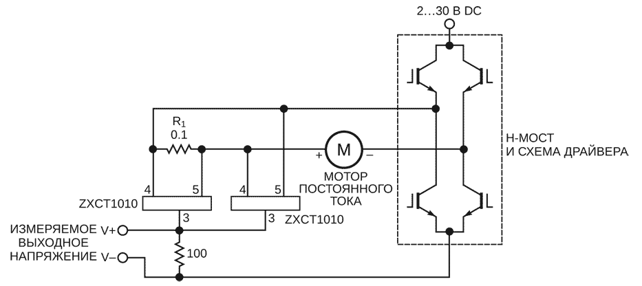 С помощью этой простой схемы можно измерять токи серводвигателя постоянного тока