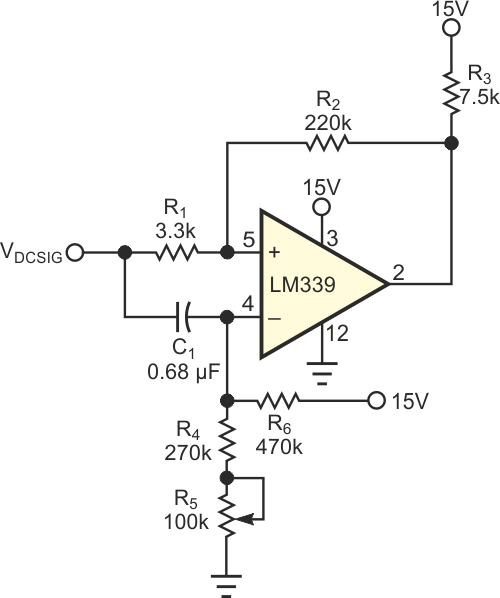 By presenting the noise signal to both inputs of the comparator, this circuit can compare the dc levels of the signal and the reference.