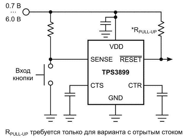 Типовая схема включения TPS3899