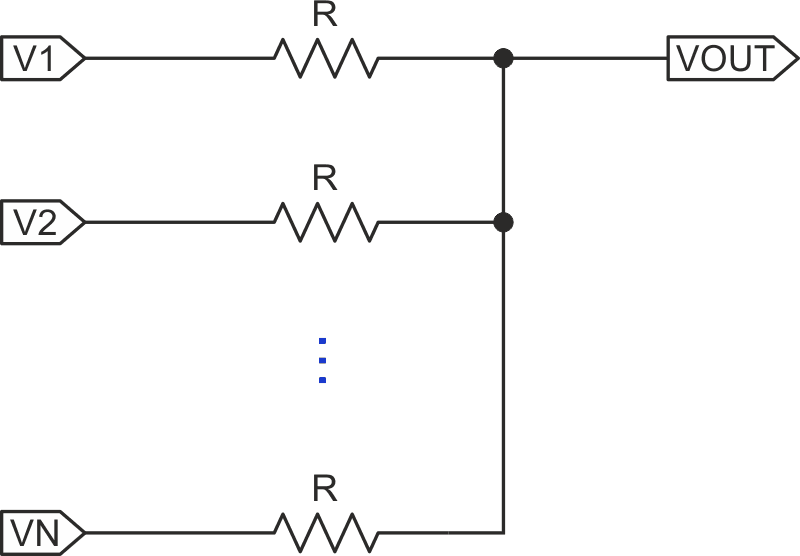 This diagram illustrates the voltage summation at VOUT.