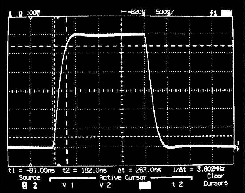 Схема на Рисунке 2 демонстрирует чистую импульсную характеристику с небольшим выбросом или звоном.