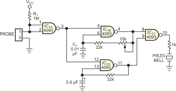 Detect water level in a swamp-cooler reservoir with this simple circuit.