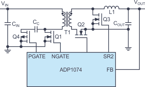 This forward regulator (forward converter) can handle power of up to approximately 200 W.