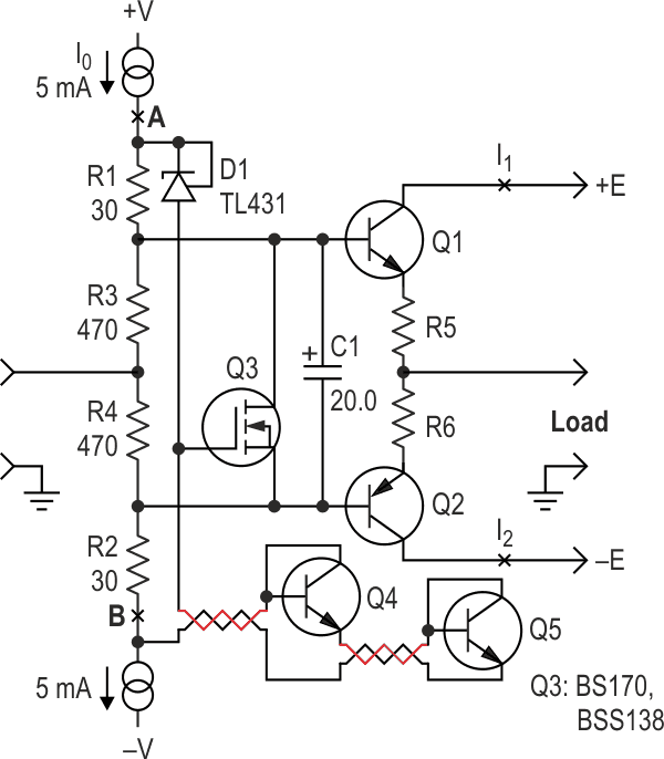 This configuration of an AB class amplifier have some improvements.