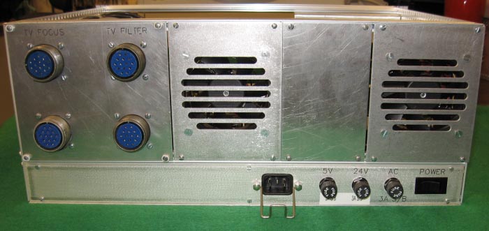 The panel-mount fuseholder is widely used on chassis, most often on the back panel; this spectrograph project uses one fuse and holder for each of its three independent power rails. Source: University of California Observatories