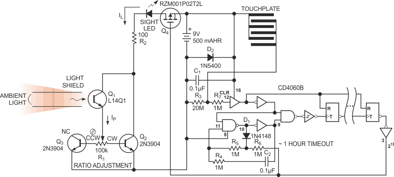 This improved design has a CMOS power-off timer that disconnects the battery after an hour of inactivity.