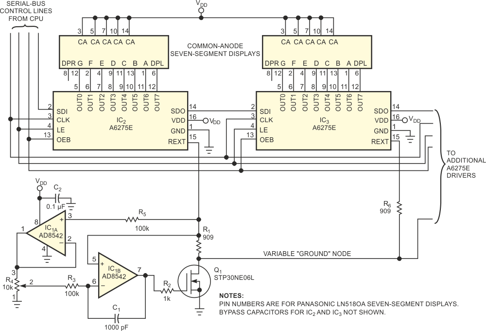An analog control loop provides an adjustable