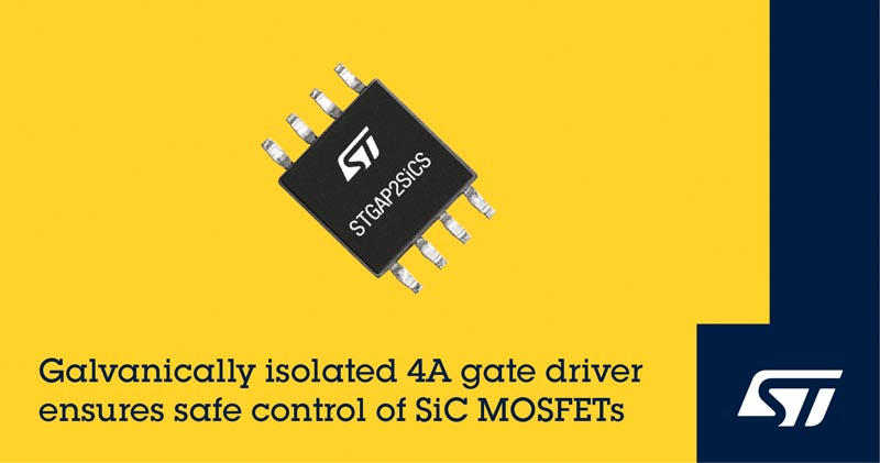 STMicroelectronics предлагает изолированный драйвер затвора для безопасного управления карбидокремниевыми MOSFET