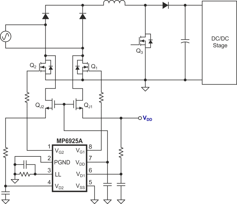 Bridge with Synchronous, Rectified MOSFETs on the Low-Side Bridge.