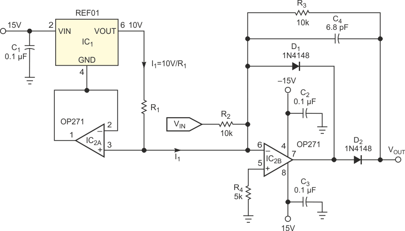 This circuit exhibits a deadband for signals more positive than an arbitrary voltage, which R1 determines.