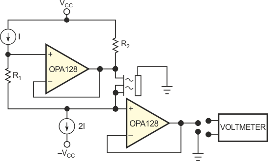 A constant-current driver provides the basis for a chemical-concentration test system.