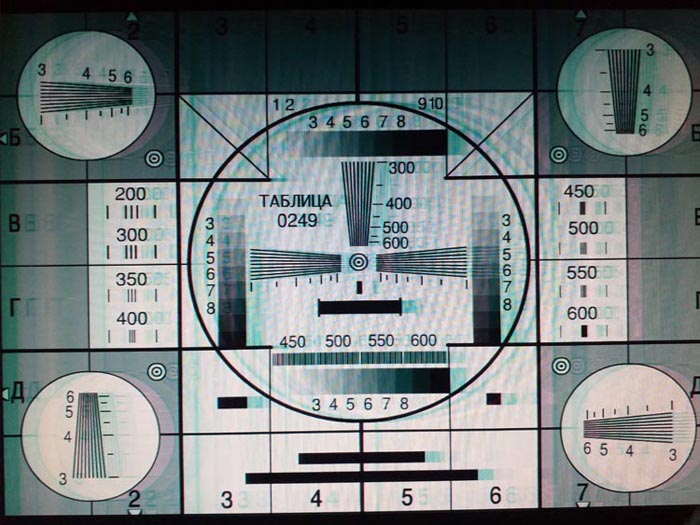 Изображение на экране при использовании 30-метрового удлинителя с оборванным обратным проводом красного видеосигнала.