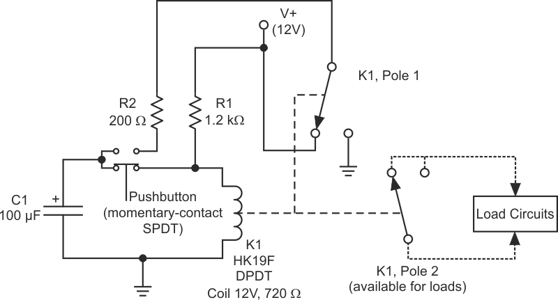 A momentary-contact pushbutton toggle.