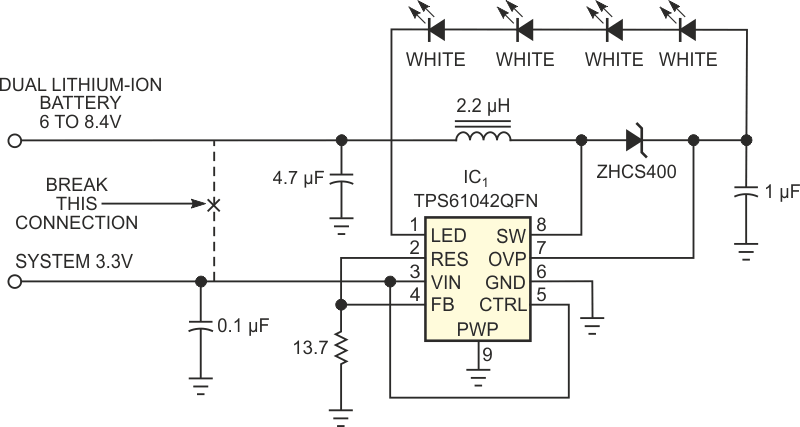 This circuit provides a way to get around a power-supply IC's input-voltage limitations.