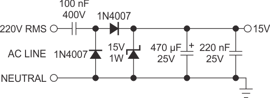 This charge pump feeds the twilight switch from the ac line with high efficiency.