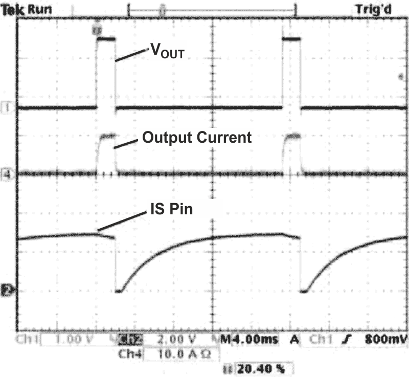 The circuit in Figure 1 cycles current in the event of a fault condition.