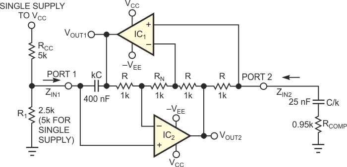 A GIC-based resonator provides inherent amplitude control and low distortion.