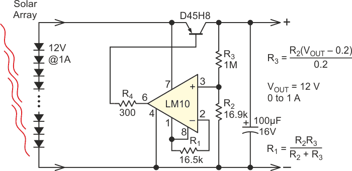 A suitable series linear regulator for small solar arrays.
